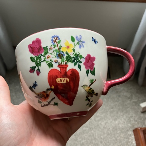 Anthropologie Nathalie Lete Titania Embossed Flowers Heart Love Mug - Picture 4 of 7